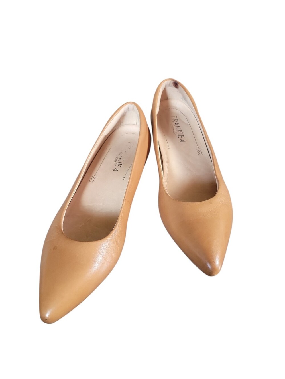 Frabkie4 Poppy Tan Pointed Toe Leather Flats - Women Sz 9 1/2